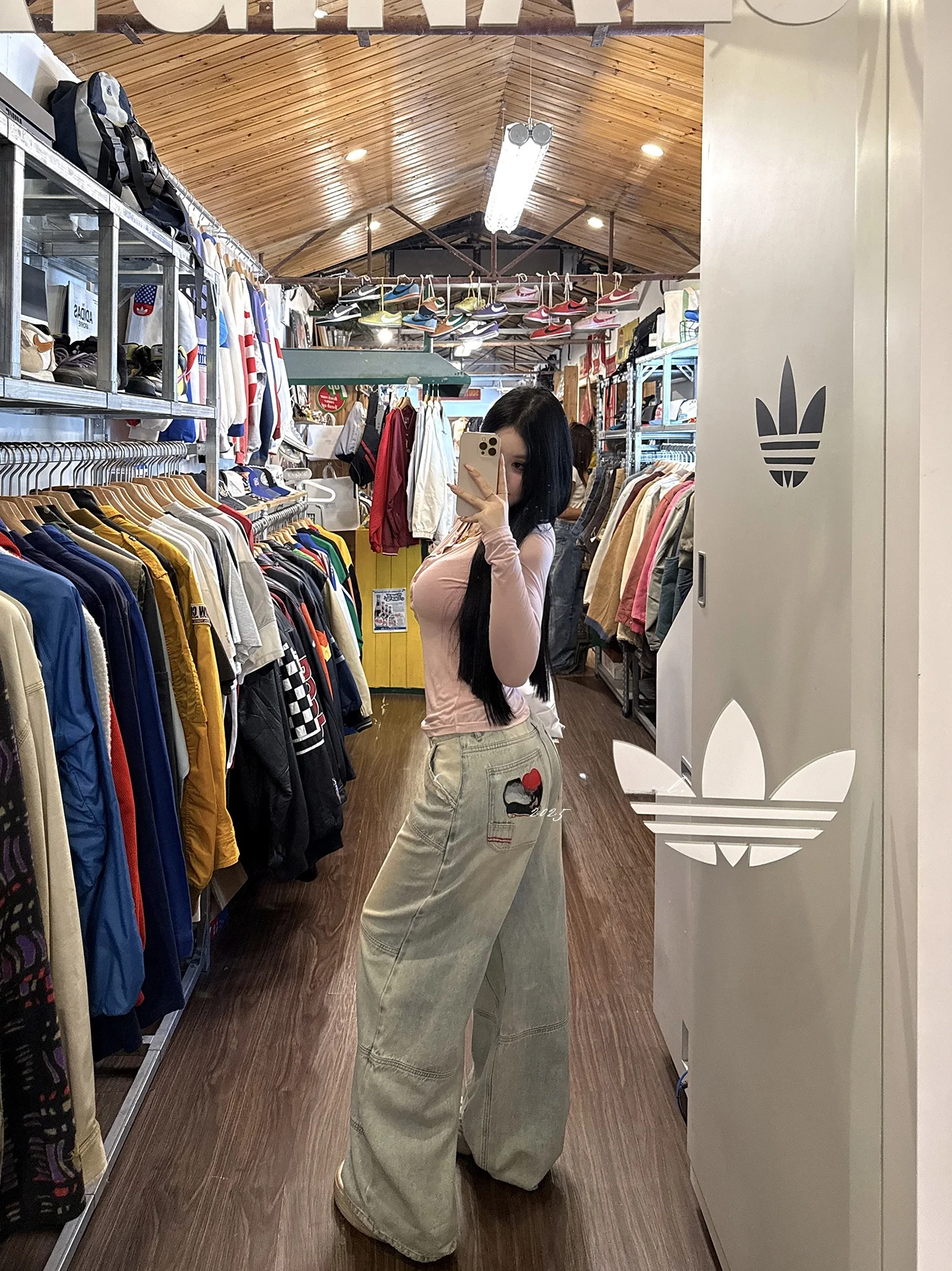 

Женские джинсы Blazaixianqi свободного кроя, прямые, с вышивкой, винтажные, широкие, длинные, осенние, новинка, с завышенной талией, хлопок