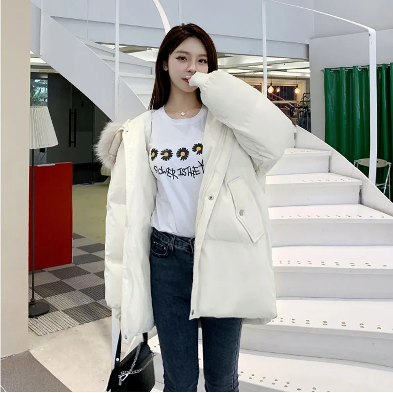 

Down Padded Jacket Women Overcoat Winter 2022 New Hooded Warm Parka Female Outwear Korean Loose Student Bread Clothing Casaco