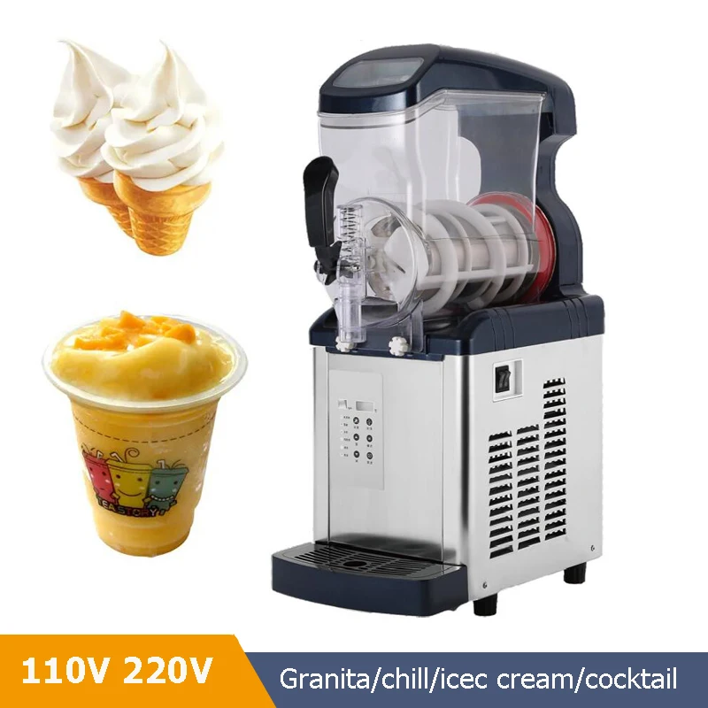 

110V 220V 2 Tanks Granita Slush Smoothie Machine Soft Ice Cream Maker Cocktail Slush Frozen Drink Dispenser Machine