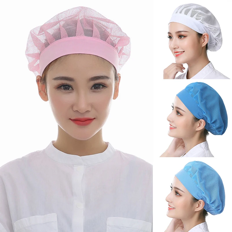 Unisex Elastic Mesh Caps Kitchen Work Hat Restaurant Hotel Cooking Hygienic Baking Cap Waiter Cap Cafe Bar Chef Uniform Hat