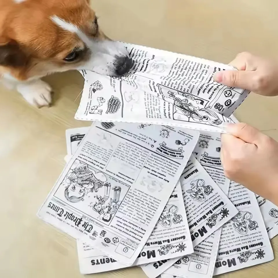 Bite-resistant Newspaper dog toys Funny Squeaky Sounder Sounding Paper Small medium chew dog toys Frenchbull Easy clean puppy