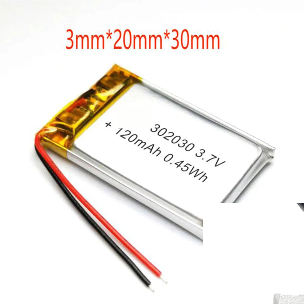 3.7V 120Mah 302030 Li-Ion Li-Polymer Li Battery 2.0 JST 2Pin For CHARGING POWER CAMERA TABLET LAPTOP MP3 GPS SMART WATCH MP4 DVD