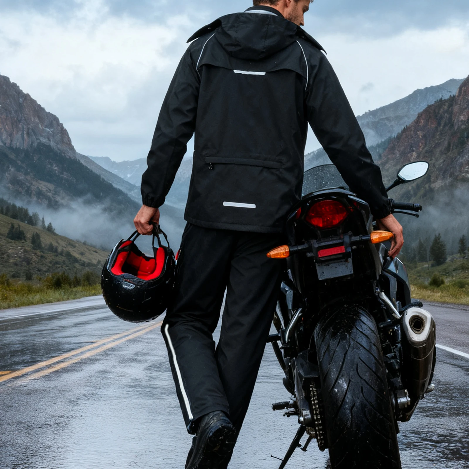 WOSAWE Motorcycle Raincoat Suit Split Motorcycle Rider Raincoat Motocross Rain Pants Reflective Waterproof Hooded Jacket Unisex 3 WOSAWE Motorcycle Raincoat Suit Split Motorcycle Rider Raincoat Motocross Rain Pants Reflective Waterproof Hooded Jacket Unisex 3