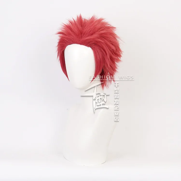 

Japanese Anime Akaza Cosplay Wig Red Spiky Synthetic Hair 30cm Short Wigs Unisex Comic-con Party Performance Costume Accessories
