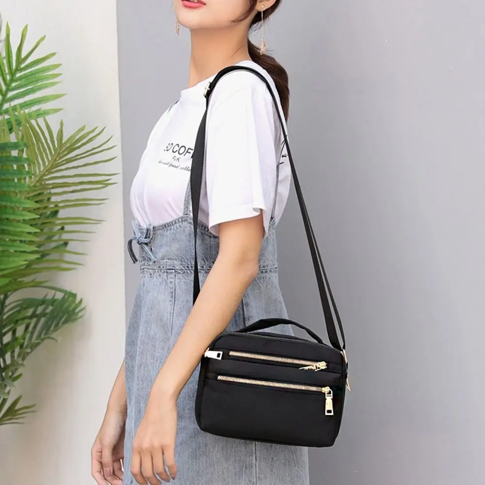 Modna wielowarstwowa nylonowa torba crossbody z zamkiem błyskawicznym, płócienny plecak damski w stylu koreańskim, wodoodporna torba na ramię z tkaniny Oxford, torba podróżna.