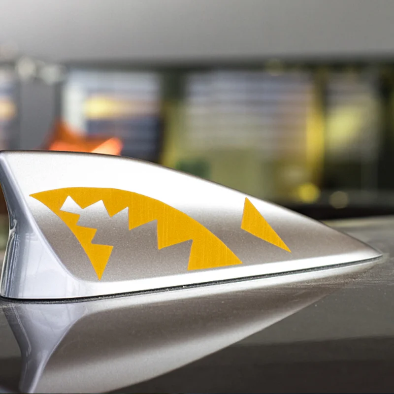 Shark Mouth Car Stickers Car Styling Antenna Stickers Night Reflective Vinyl Decal Shark Fin Antenna Decoration Auto Accessories