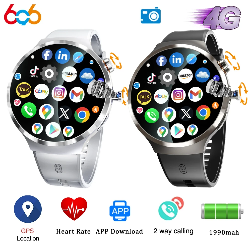 

2025 Smartwatch AMOLED Screen 210° Rotating Camera GPS Position Health Heart Rate Smart Watch APP Download NFC SIM Card Watches