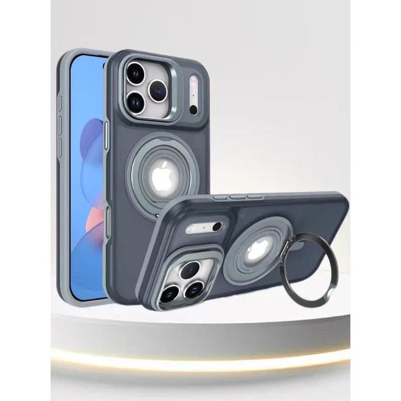 

Luxury Matte Clear With Holder Shockproof Magnetic Magsafe Phone Case for IPhone17 16 15 14 Plus 13 12 11Pro Max 17Air 16e Cover