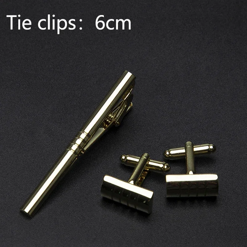 Men\'s Classic Tie Clips Cufflinks Set Luxury Tie Pin Accessories Shirts Cuff Tie Clips Fashion Cufflink for Men Gifts Jewelry