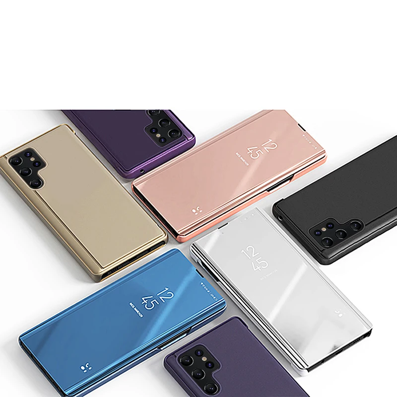 Luxury Mirror Flip Cases For Samsung Galaxy S26 Ultra S24 S23 S22 S21 Plus Fe Note 20 S25 Ultra Shockproof Leather Texture Cover - view 6