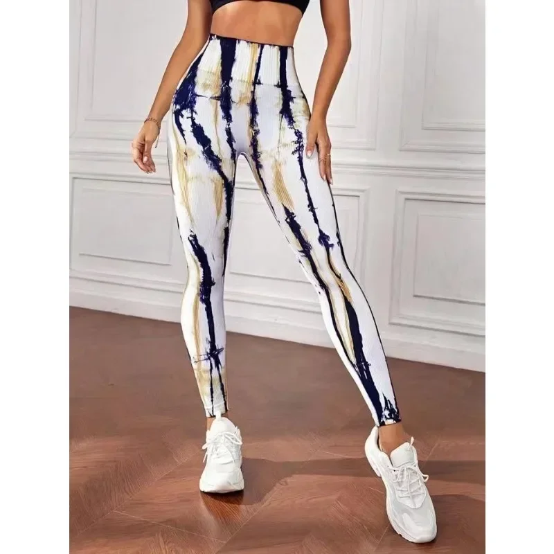 Leggings Lightning tinti in cravatta senza cuciture Leggings da Yoga Sexy donna vita alta Butt Lift Slim Fashion collant palestra pantaloni da corsa