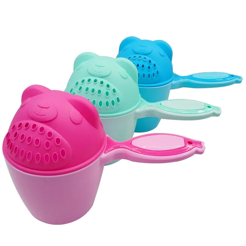 Cute Cartoon Baby Bath Caps Toddle Shampoo Cup Children Bathing Bailer Baby Shower Spoons Child Washing Hair Cup Kids Bath Tool