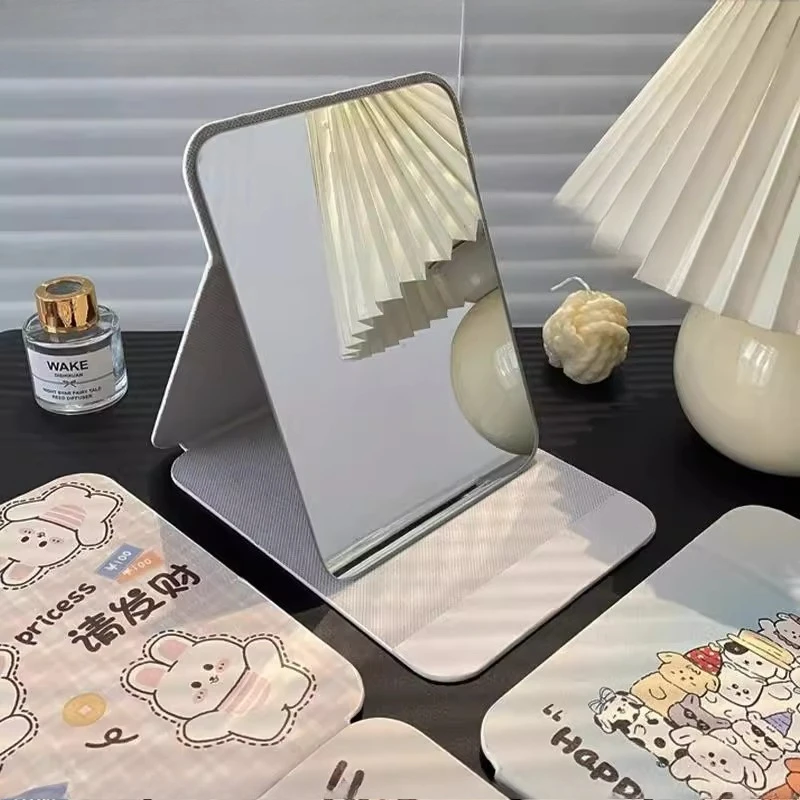 مرآة محمولة قابلة للطي مستطيلة للمكياج، تصميم مرآة بيضاء، ديكورامي إبداعي، ديكور منزلي كازا #4