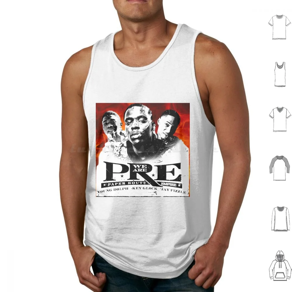 Paper Route Empire ( On Fire ) Tank Tops Print Cotton Paper Route Empire Paper Young Dolph Empire Route Pre Rap Dolph
