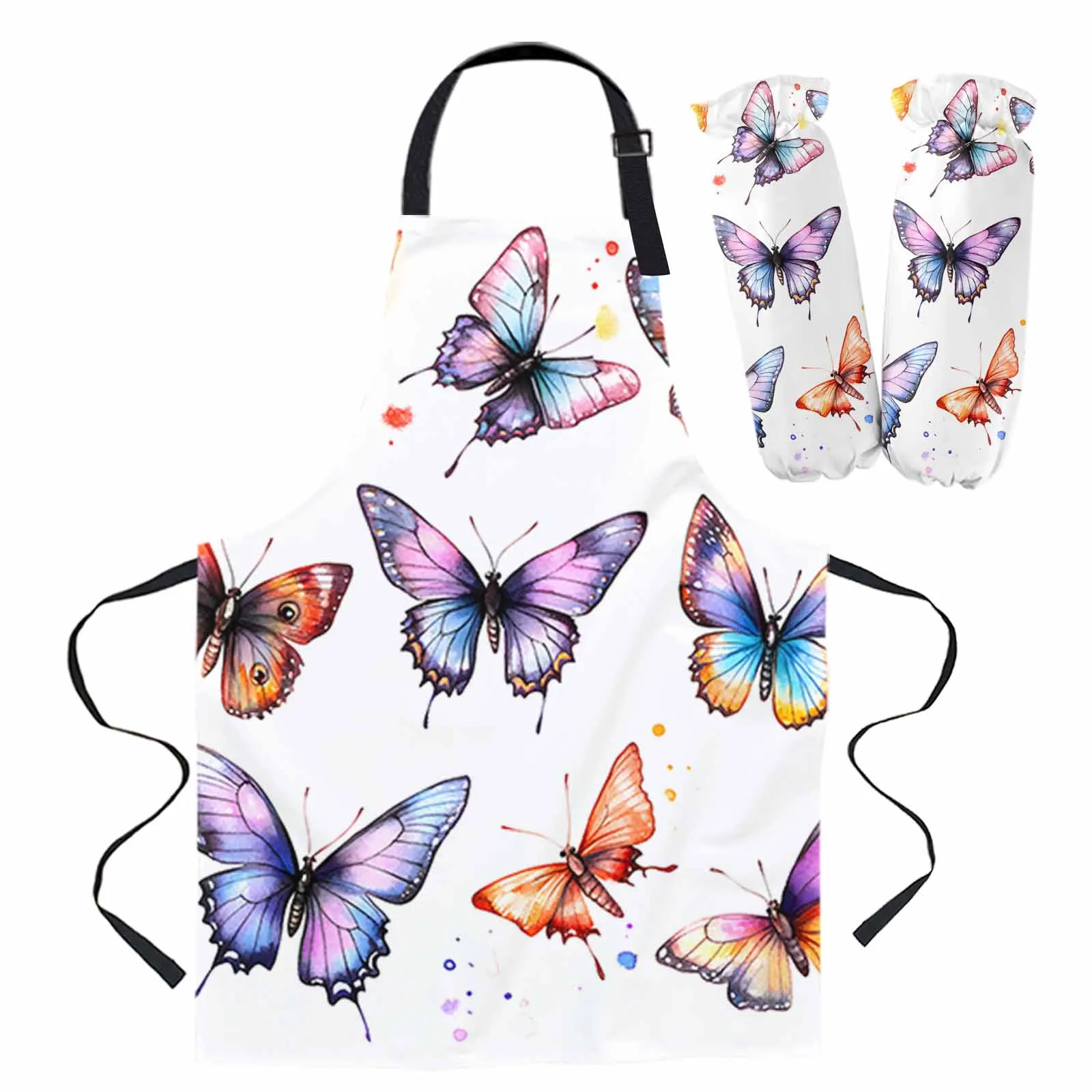 

Retro Colorful Butterfly Kitchen Apron Sleeveless Aprons for Cooking Home Cleaning Tool Aprons