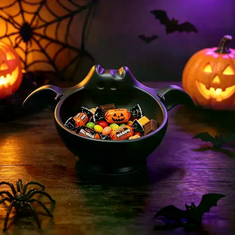 3D Printed Halloween Bat Serving Bowl Luminous Cute Snack Storage Bowl for Holiday Gathering Party Home Decor