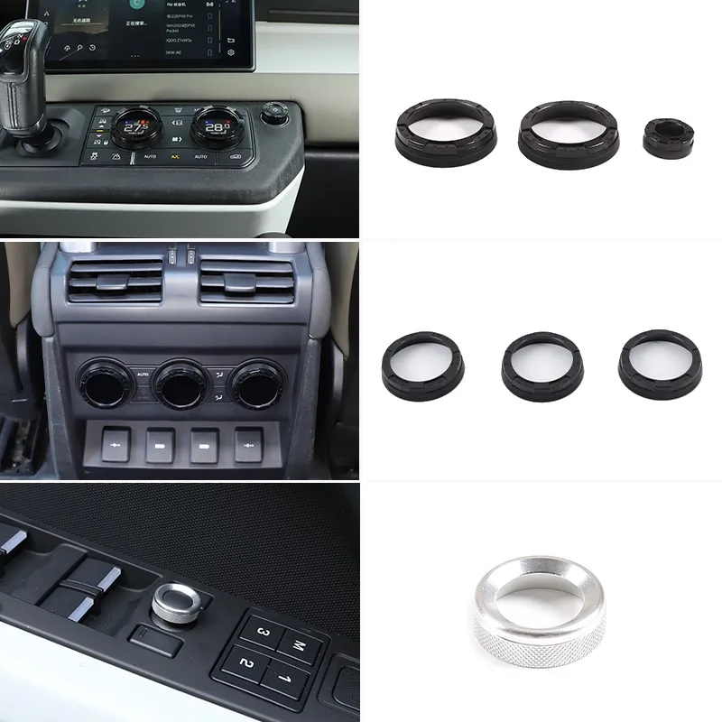 For Land Rover Defender 90 110 130 2020-2025 Car Air Conditioning Volume Knob Reversing Mirror Adjustment knob Cover Trim Ring