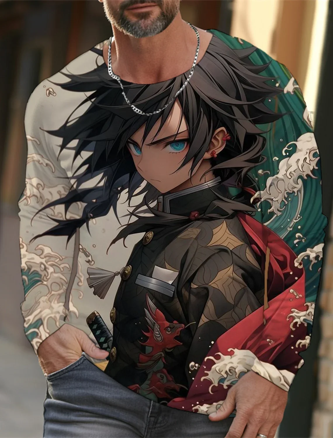 Men's Long Sleeve T-shirt 3D Printing Animation Long Sleeve T-shirt Men's Long Sleeve Autumn T-shirt HD Pattern Printing