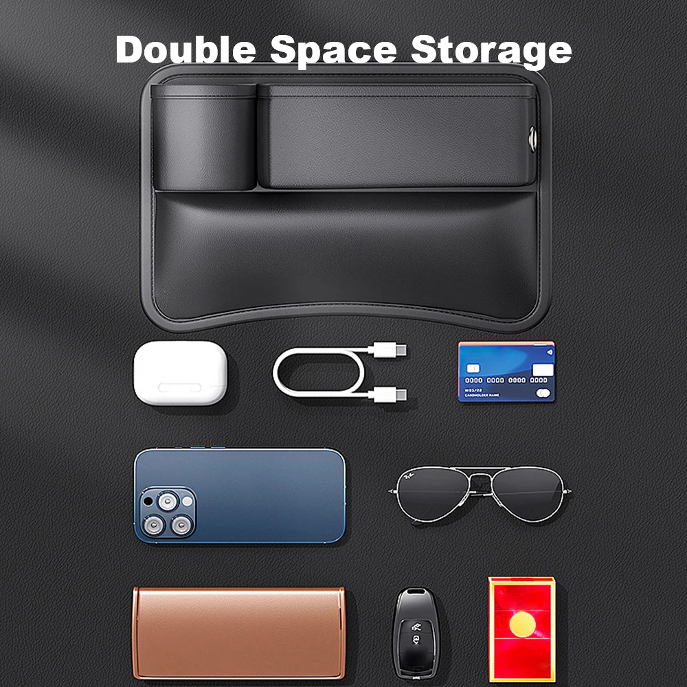 مقعد شق صندوق تخزين مقعد السيارة الفجوة المنظم الجانب صندوق تخزين محفظة مفاتيح بطاقة حامل هاتف ماستر/مساعد الطيار الجلود #4