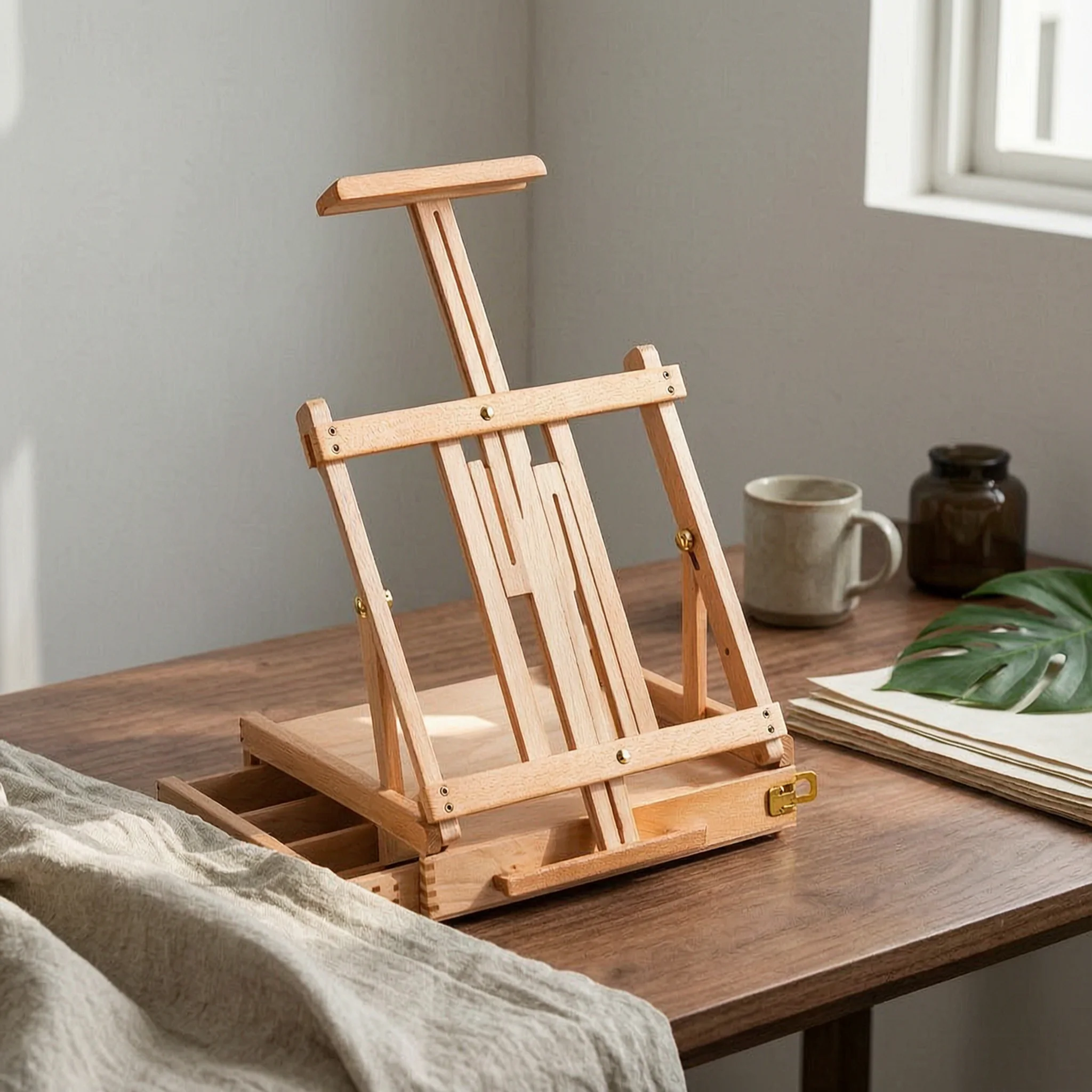 table-sketch-box-easel-adjustable-foldable-desktop-easel-tabletop-painting-stand-beech-wood-sturdy-for-artists-studio