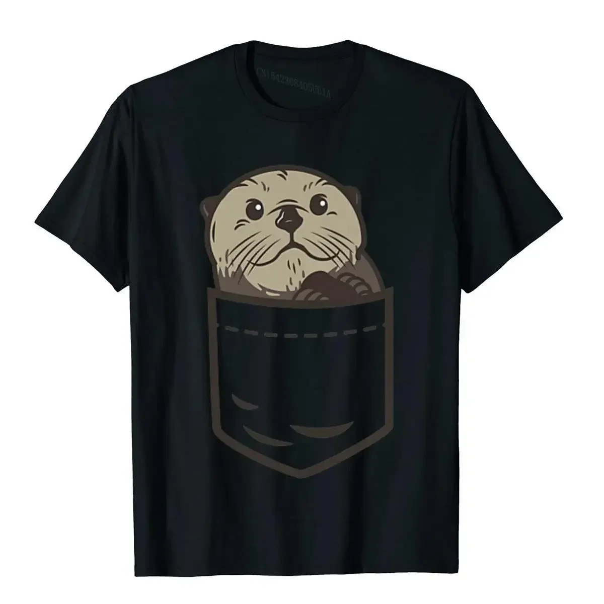 Sea Otter Pocket Animal Shirt Otter Lover Birthday Gift Vintage Summer Tops & Tees Retro Cotton Men T Shirt