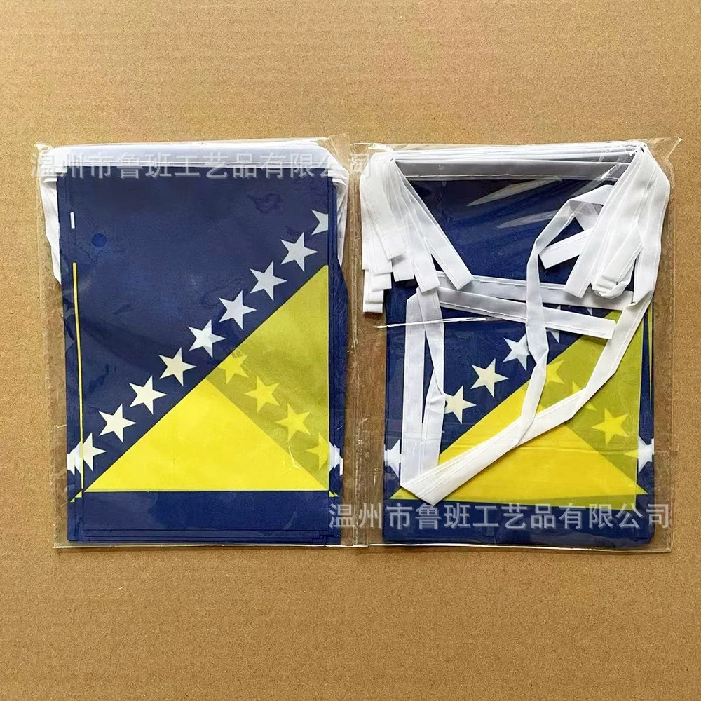TIKI FLAG 20pcs/lot Bosnia and Herzegovina bunting flags 14x21cm Pennant BIH String Banner Festival Party Holiday for decoration