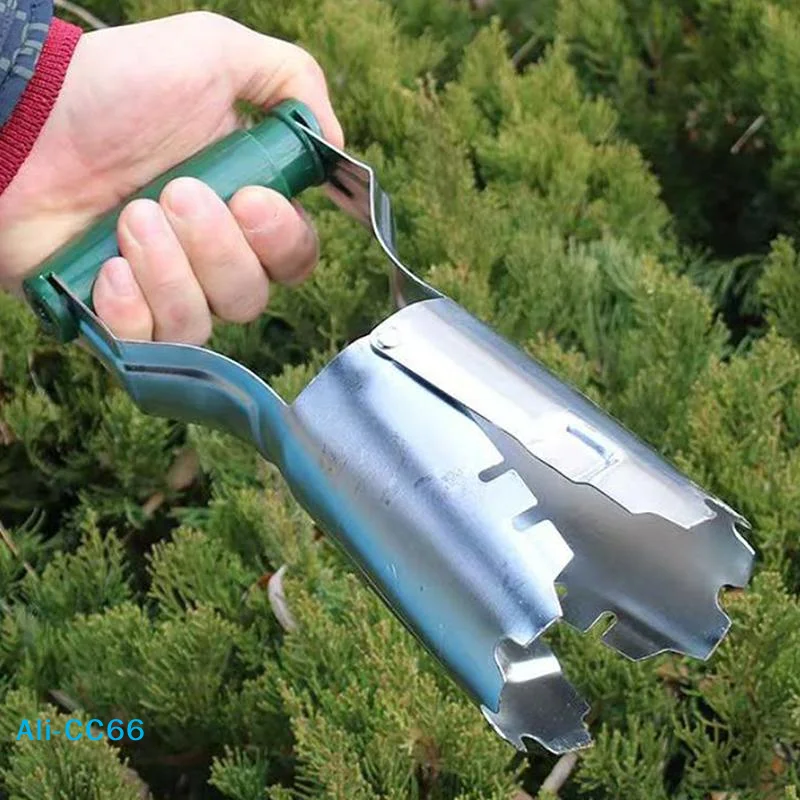【C】Stainless Steel Seeder Excavator with Wood Handle, Horticultural Hole Drilling for Seedling Transplanting Flower Planting