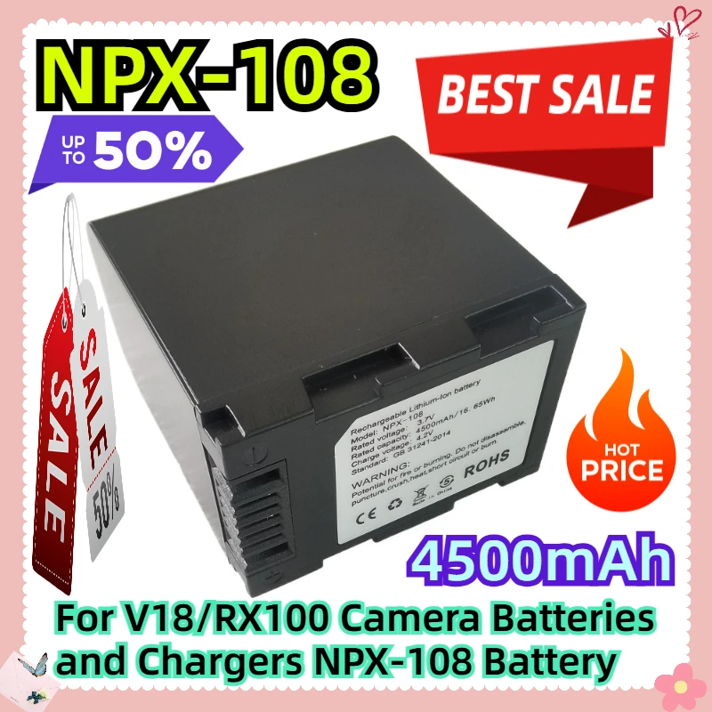 4500mAh 4.2V For V18/RX100 Camera Batteries and Chargers NPX-108 Battery
