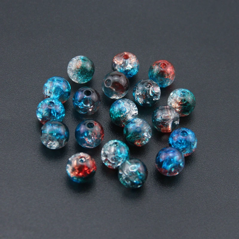 30Pcs Acrylic Round Crack Bead 10mm Spacer Beads For Jewelry Making DIY Bracelet Necklace Earring Crafts Handwork Materaterial