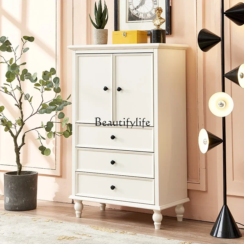 American chest, bedroom storage, white chest of drawers, solid wood drawers, simple and modern