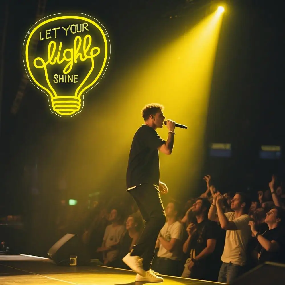 Let Your Light Shine Neon Sign USB Dimmable LED Light for Bedroom Club Party Man Cave Inspirational Decor Gifts Night Light