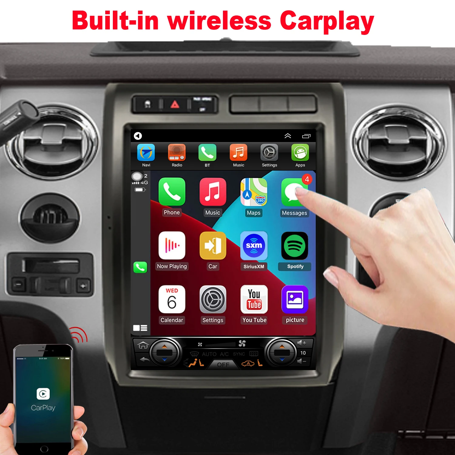 

Topdisplay QLED Radio Upgrade For Ford F150 F-150 2009 2010 2011 2012 Touch Screen Android Carplay Replacement Only forManual AC