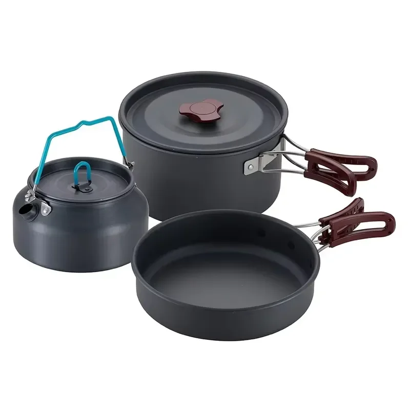 Portable Camping Cookware Set Lightweight Hiking Picnic BBQ Pot Outdoor Cooking Gear Foldable Kitchen Tools for Travel