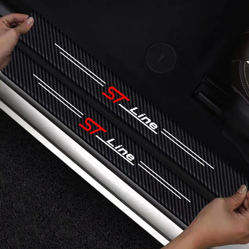 

Auto Door Sill Carbon Fiber Car Sticker Protector Strip Waterproof Protect Film For Ford ST LINE STLINE Mk3 Mk4 Focus Mustang