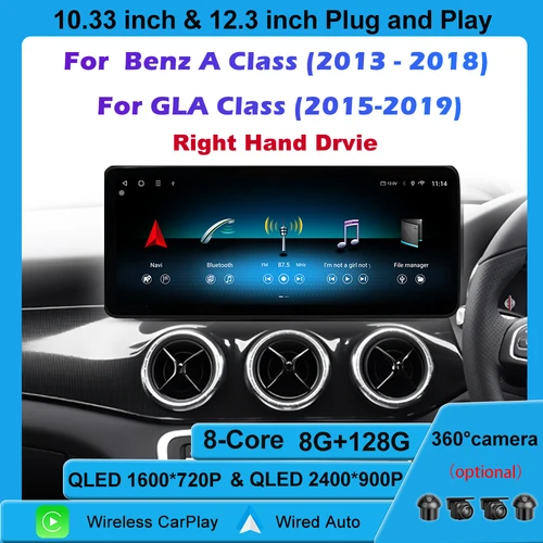 Samochodowy radioodtwarzacz multimedialny do Benz A Class 2013-2018 GLA Class 2015-2019 Android 14 Nawigacja GPS WIFI