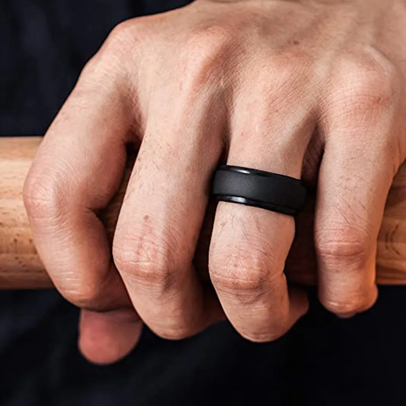 Personalized Spinner Ring for Men Women 8mm Stainless Steel Rotatable Wedding Band Custom Name Date Initial Male Tail Ring