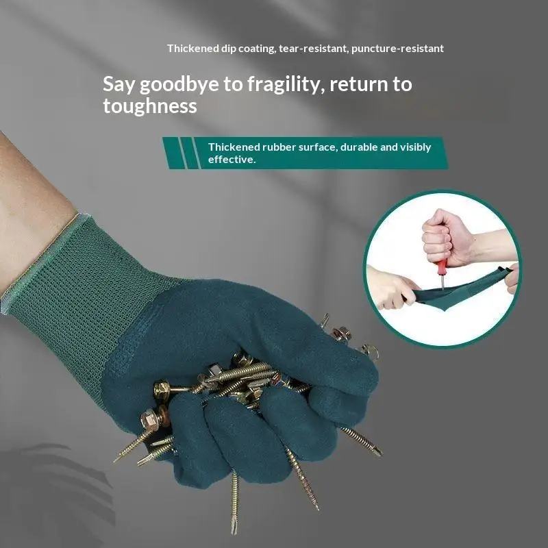Waterproof Rubber Palm Coated Thorn Proof Gloves Breathable Safety Work Gloves for Gardening