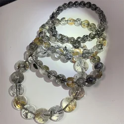 Natural Petroleum Quartz Bracelets Women Herkimer Diamond Bracelet Fluorescence Blue Healing Beads Clear Crystals Jewelry AAAAAA