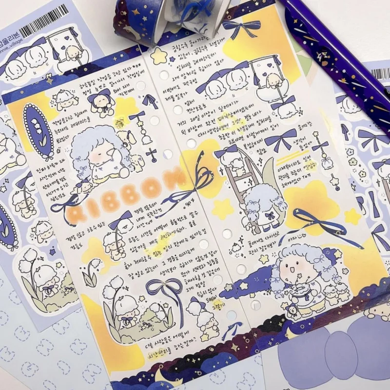 Coreano simpatico cartone animato ragazza personaggio manuale adesivi conto mano diario notebook scrapbook cancelleria adesivi decorativi fai da te