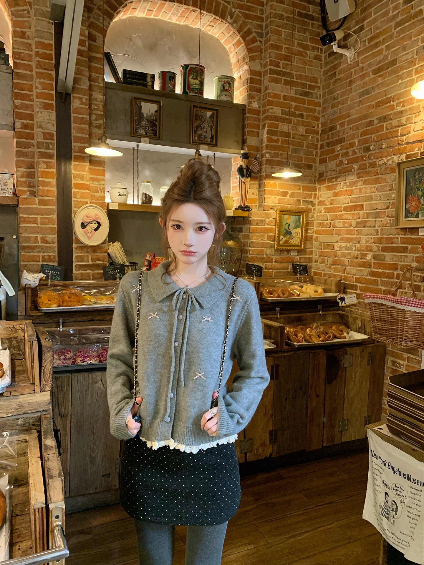 

Уникальный кардиган-свитер серии Miu для женщин, осенне-зимний, тонкий вязаный топ, мягкий, свободный крой, теплый, модный