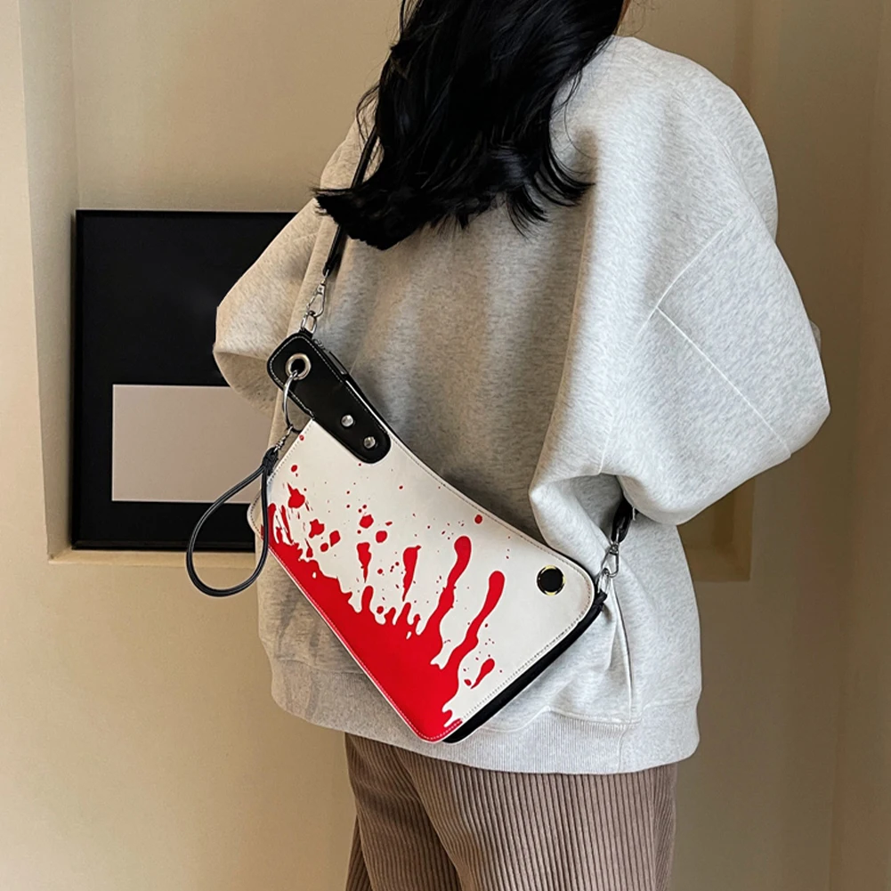 

Scary Shoulder Bag for Women Funny Knife Shaped Clutch Bags PU Leather Small Mobile Phone Gothic Creative Halloween Party Purse