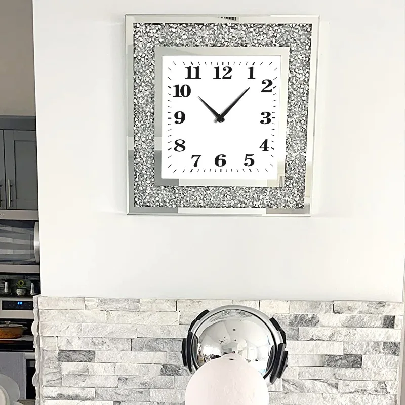 

Silent Clocks Creative Wall Clock Living Room Glass Broken Diamond Modern Family Clock Living Room Wall Decoration Home Decor