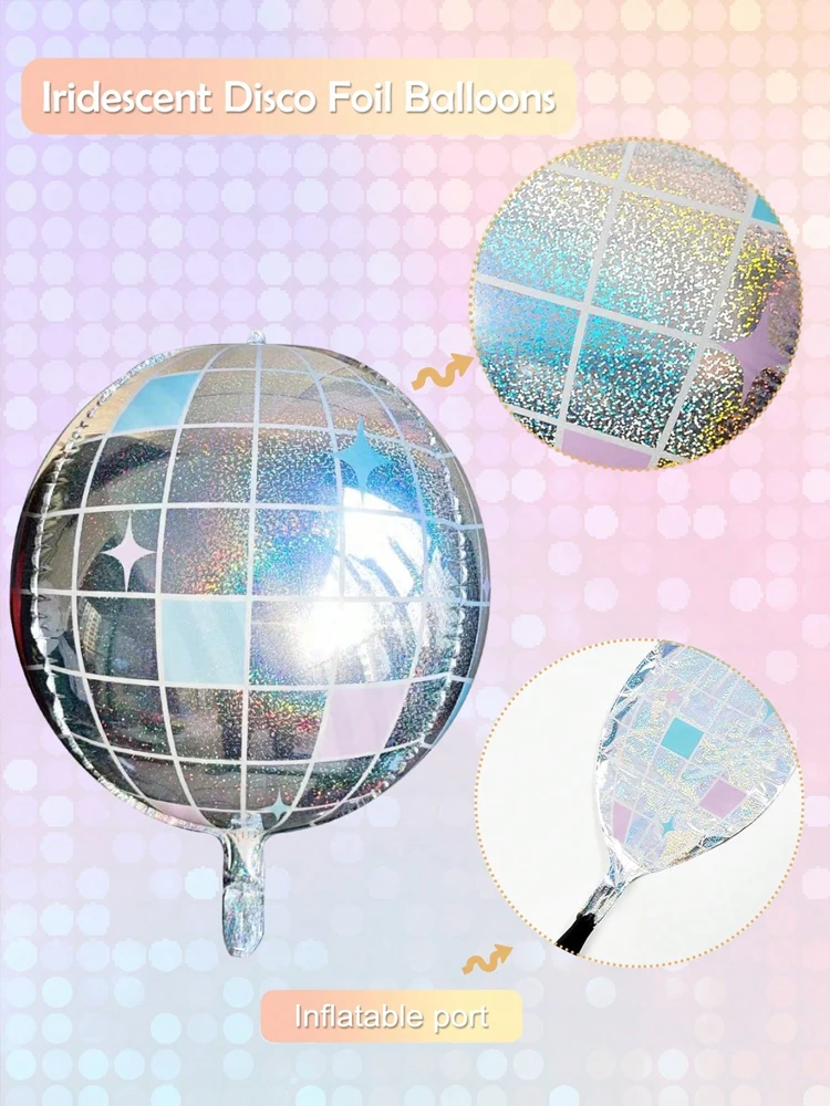 2/4pcs Rainbow Disco 4D Balloons, 22