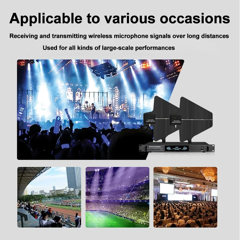 Professional Antenna Amplifier 4 Channel Power Distribution System Ultra Wideband UHF 450-970MHz for Wireless Microphone