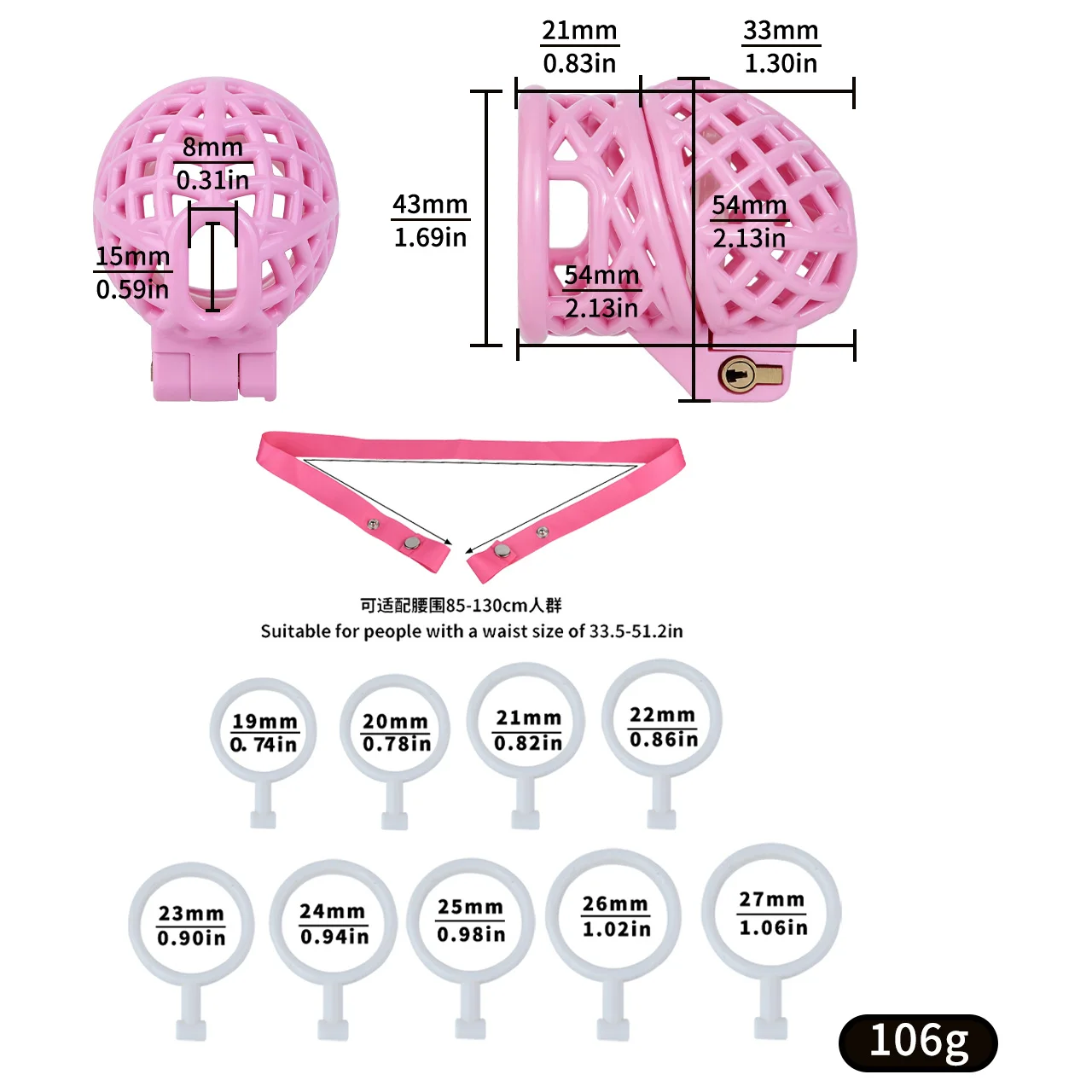 New Honeycomb Pink Male Chastity Cage 3D Printed Lightweight Penis Cock Cage Lock With 9 Base Ring Sex Toys For Men Gay Sissy view 5