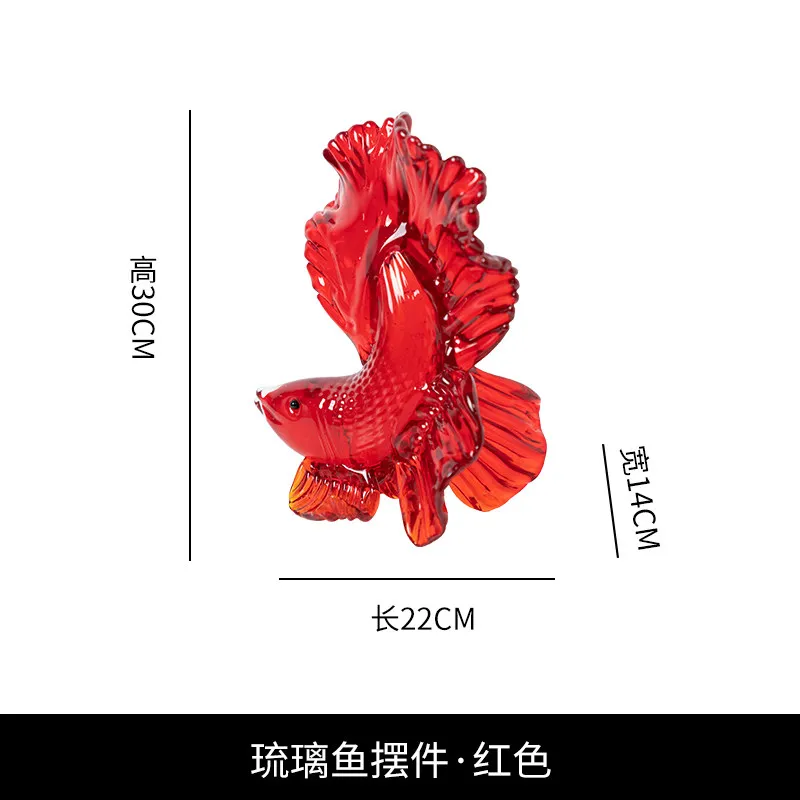 Light Luxury Creative Glazed Red Koi Ornament Festive Home Decor for Living Room Wine Cabinet Entrance Symbolizing Abundance