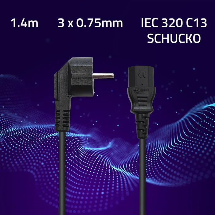 Qoltec Stroomkabel IEC C13/SCHUKO | 3x0,75 mm² | 1,4m