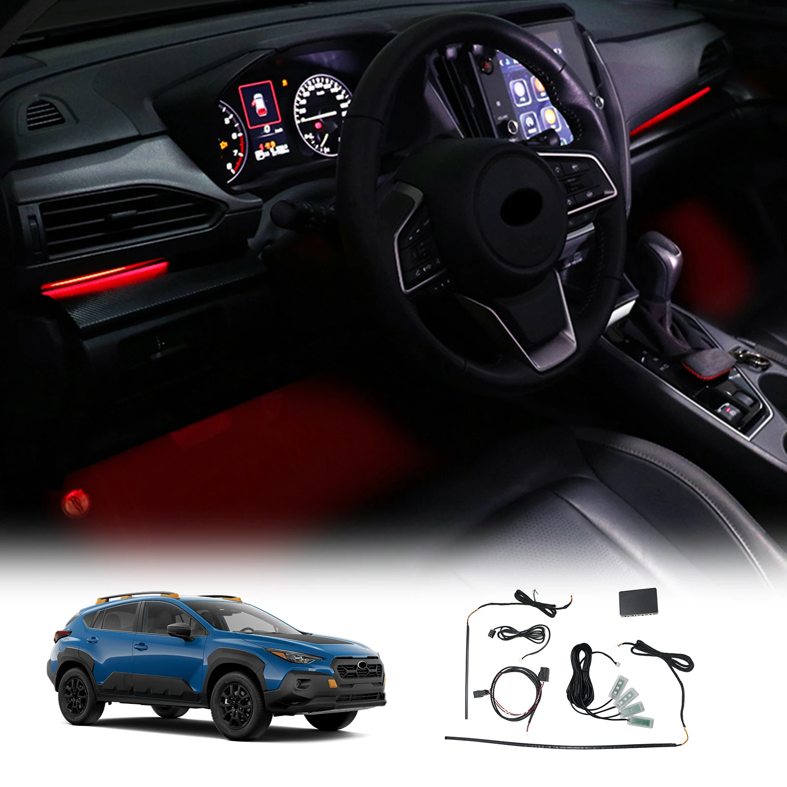 

For Subaru Crosstrek Impreza 2024 2025 2026 Center Console Ambient Light USB LED Atmosphere Lamp Control Interior Decoration Kit