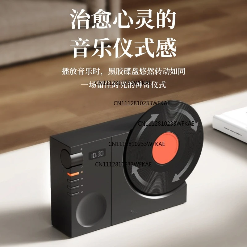 Time vinyl record player retro bluetooth audio speaker small wireless clock high sound quality