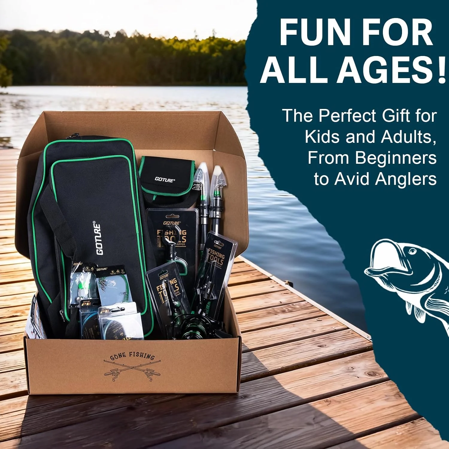 

Набор Goture: телескопическая удочка из двойного карбона и катушка – Комплект для тяжелой рыбалки в соленой и пресной воде, полный комплект для ловли баса и карпа